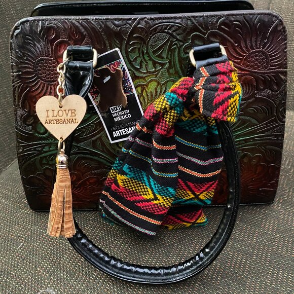 Brand new Artesanal Hecho en Mexico leather & patent leather Colorful purse. - Picture 2 of 10